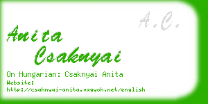 anita csaknyai business card